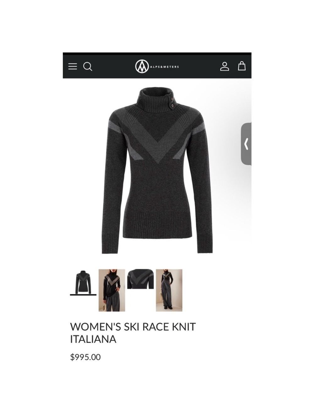 New Women's Alps & Meters Sweater XS Charcoal Gray Merino Wool & Cashmere $995